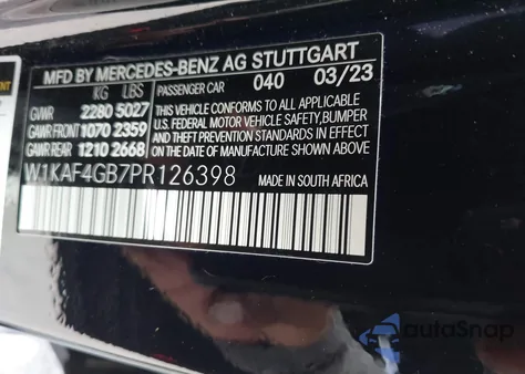 2023 Mercedes-Benz C 300 Sedan from USA, damaged, VIN W1KAF4GB7PR126398